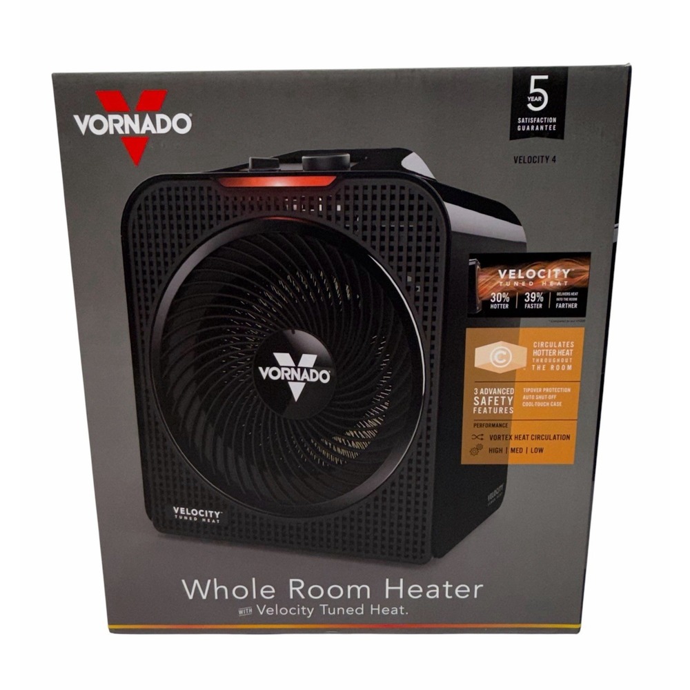 Vornado Velocity 4 Portable Whole Room Vortex Indoor Electric Space Heater Black
